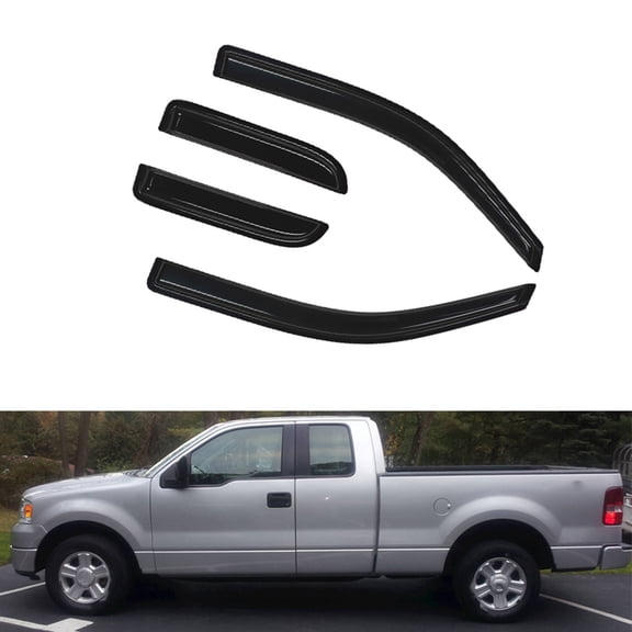 Possbay Window Visor Sun Vent Rain Guard Tape On Fit For Ford F-150 Super Cab 2004-2014