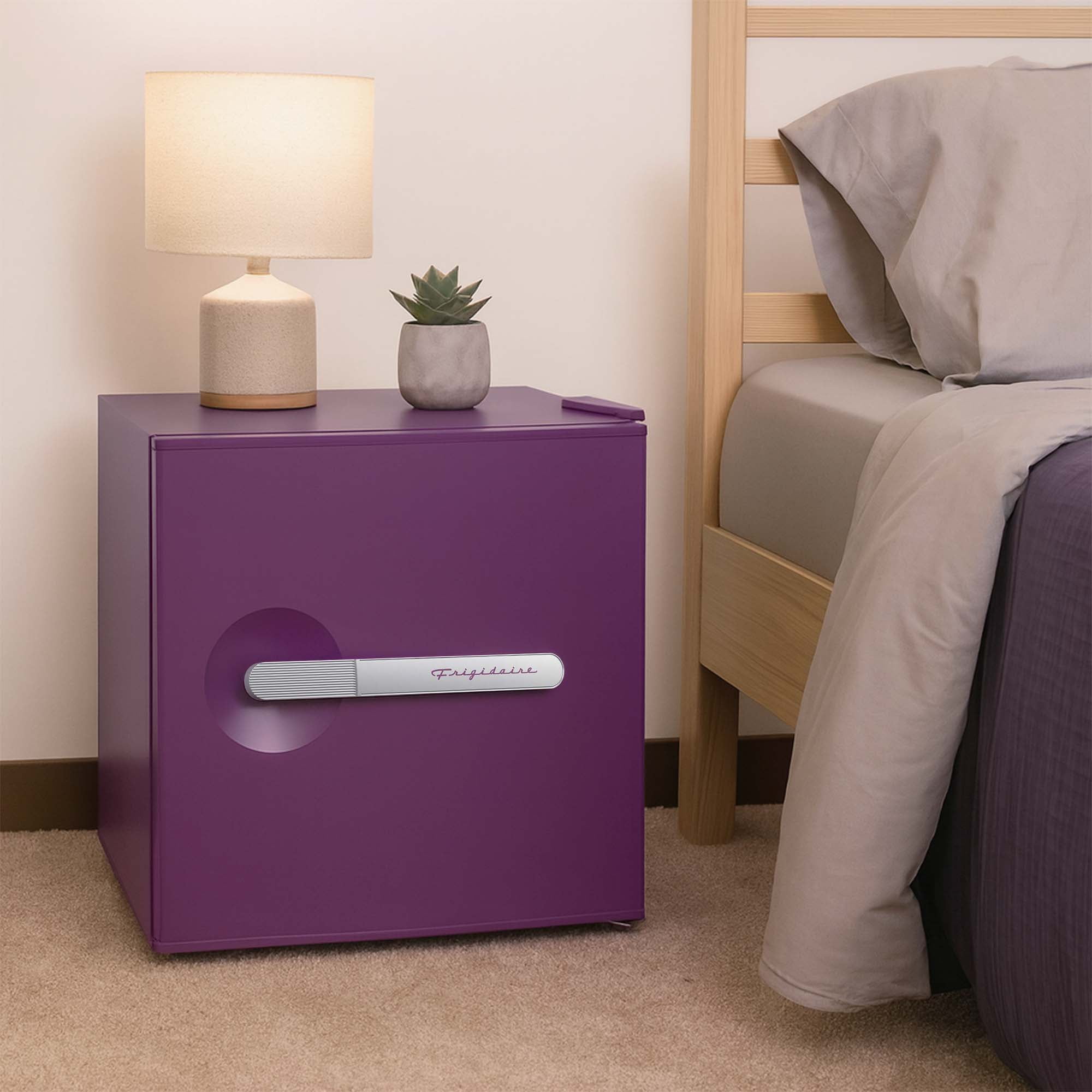 Frigidaire 1.6 Cu. ft. Retro Compact Refrigerator with Chiller Compartment, Mini Fridge for Bedroom, Dorm, Office, Purple