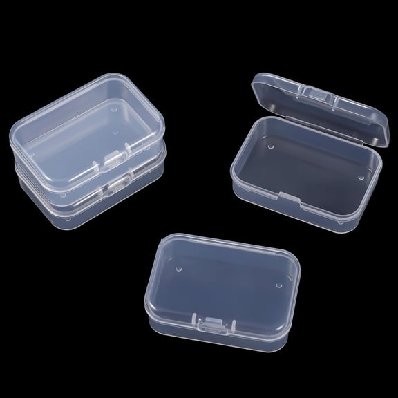 XIBUFE 4 Pcs 2.5X1.7X0.7"Es Mini Storage Containers,Clear Plastic Craft Storage Box with Lid,Small Square Organizer for Beads