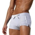 thumbnail image 5 of EliteGoogv Men Swim Trunks High Waist Solid Color Briefs Swim Bottom For Men Summer Casual Swimming Shorts Dark Blue 3XL, 5 of 6