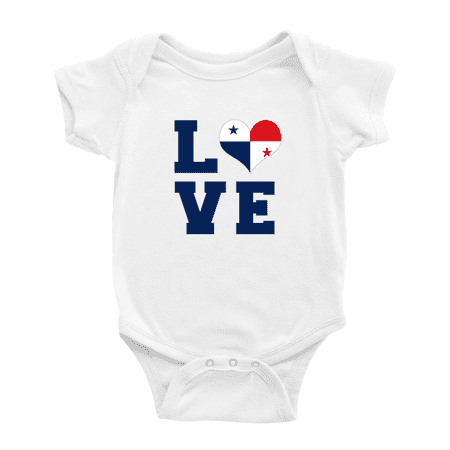 

Love Panama Flag Heart Cute Baby Bodysuit Romper (White 0-3 Months)