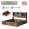 thumbnail image 3 of Garvee King Size Storage Wooden Bed Frame with Bookcase Headboard, 4 Drawers, Heavy-Duty Metal Slats, No Box Spring Needed, Rustic Style, Vintage Brown, 3 of 8