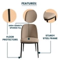 thumbnail image 5 of LeisureMod Tule Mid-Century Modern Dining Side Chair with Velvet Seat and Powder-Coated Steel Frame for Kitchen and Dining Room, Walnut/Beige, 5 of 11