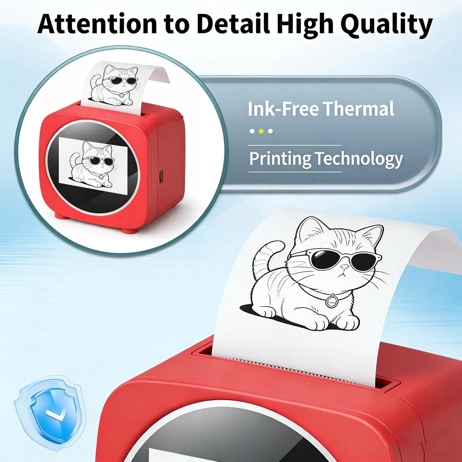 JEBTBFZE AI Sticker Box Printer, Smart Voice-Controlled Mini Thermal Label Printer, Inkless Portable Sticker Maker for Home Office DIY