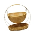 thumbnail image 2 of Cesta tejida de 2 niveles, cesta de almacenamiento tejida, cesta portátil tejida a mano, cesta de frutas de imitación de ratán para playa, hogar, beige grande, 2 of 8