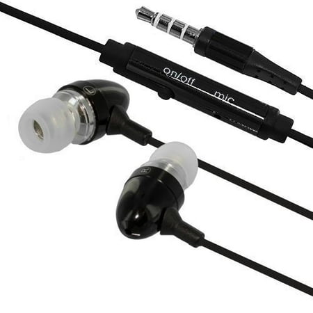 Black In-Ear Headphones Earphones Earbuds with Mic Microphone for Cell (Best Earphones For Mobile Phones)