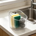 thumbnail image 2 of 1 Pc Storage Organizer Bins Wall Mounted Shower Caddy, Bathroom shelves Stackable Clear Plastic Toothbrush Holder Adhesive Hanging Bin for Bathroom, Kitchen, Cabinet, 3.85x3.77x4.33 Inch, White, 2 of 9