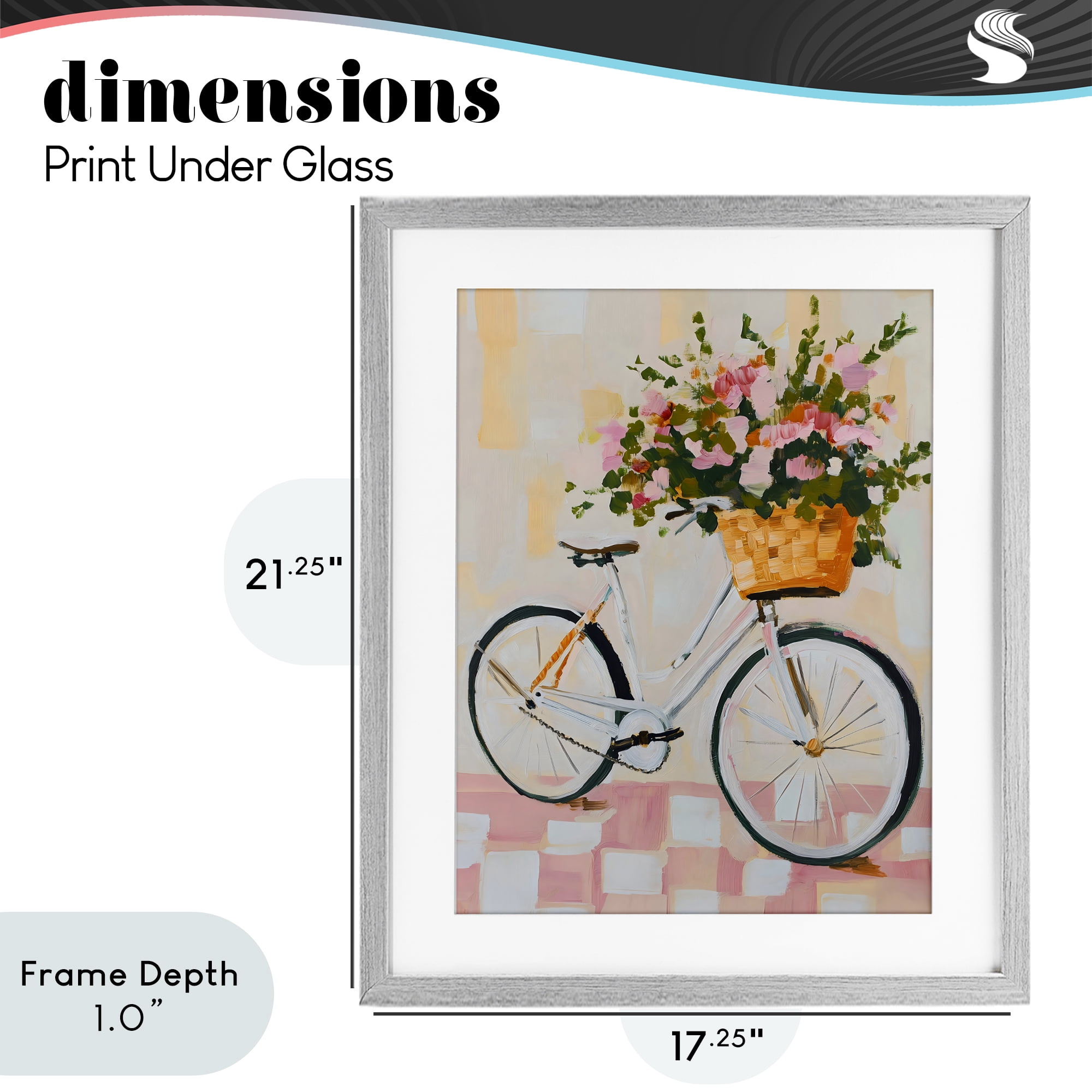 Stupell Industries Blooming Bicycle Basket Gray Framed Print Under Glass, design by The Prints Vibe
