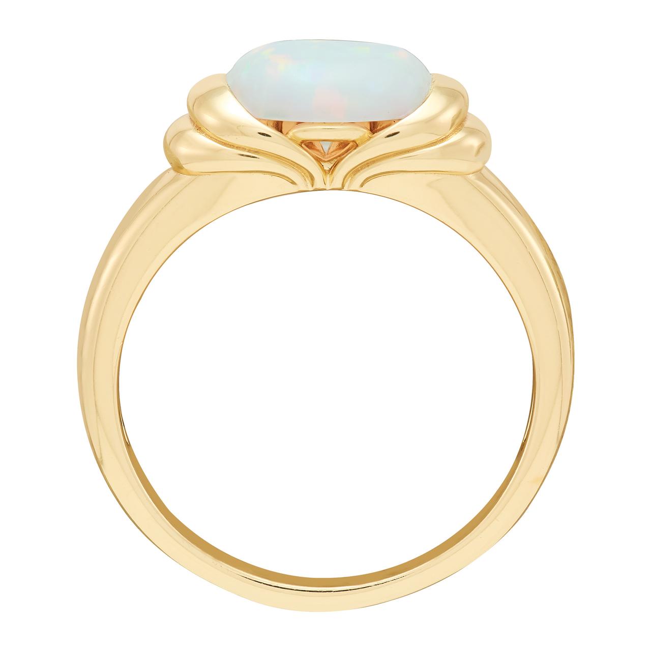 Brilliance Fine Jewelry Oval Created Opal Ring in Sterling Silver and 14KT Gold Plate