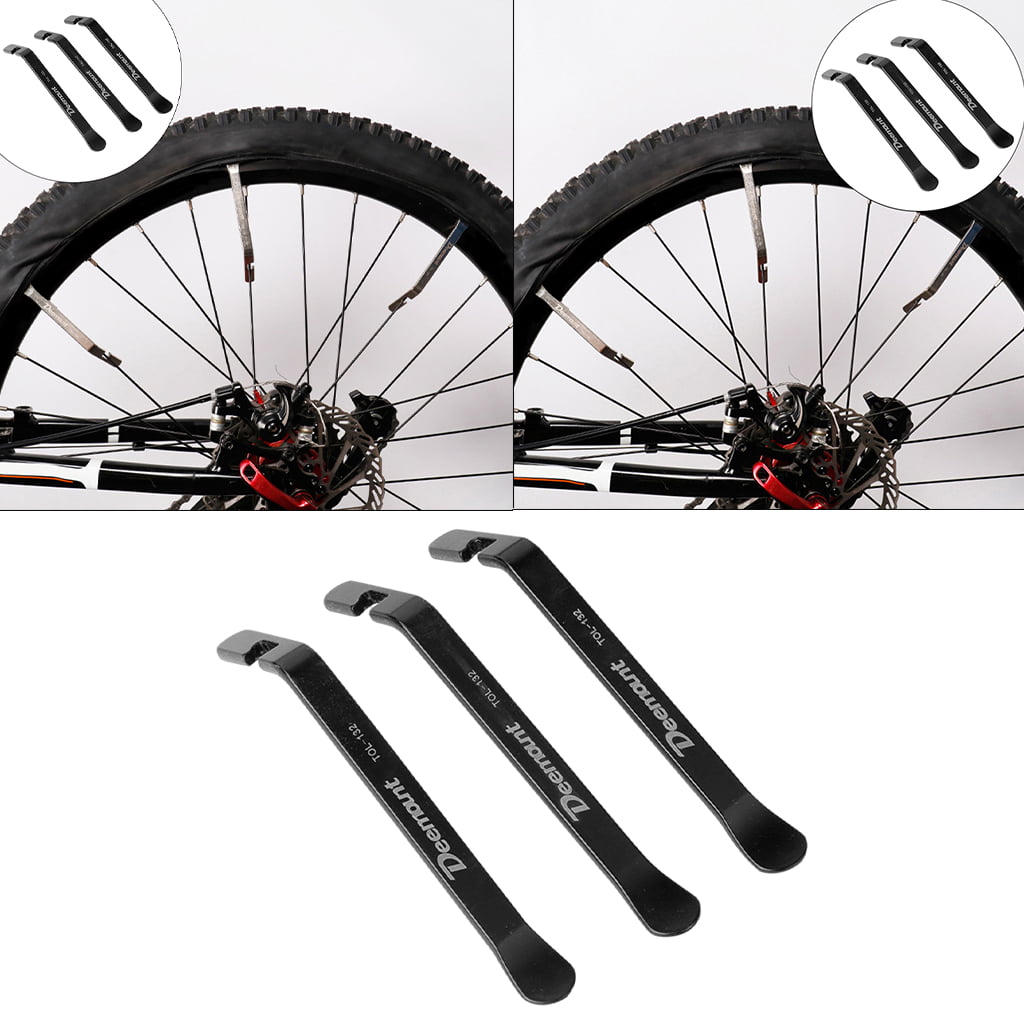 Deemount 3Pcs Bicycle Tyre Lever Set Tire Puncture Repair Carbon Steel Black 