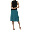 thumbnail image 5 of WENWU Women's Solid Lightweight Flare Midi Pull On Closure Skirt High Waist Skirt Corduroy Skirt, 5 of 6
