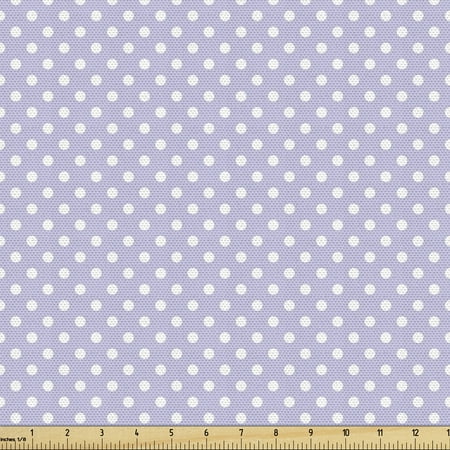 Baby Shower Fabric by the Yard Upholstery, Traditional Polka Dotted Pattern Classic Grid Composition Bicolor, Decorative Fabric for DIY and Home Accents, 5 Yards, Lavender Blue White by Ambesonne
