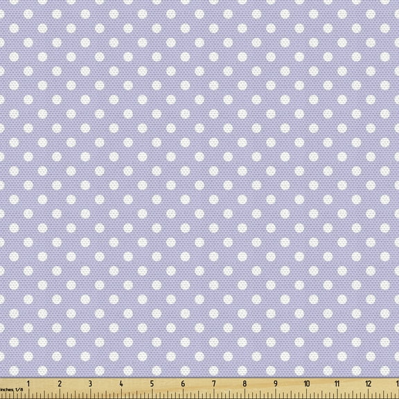 Ambesonne Party Fabric by the Yard Upholstery, Polka Dot Classic Motif, 10 Yards, Lavender Blue White