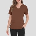 thumbnail image 5 of Resivox Scrub Tops for Woman Plus Size Nursing Top Stretchy V Neck Plain Scrub Shirts Basic Scrub Medical Uniforms Clothing for Women Brown 4XL, 5 of 5