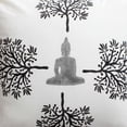 thumbnail image 4 of 18 x 18 Square Cotton Accent Throw Pillow, Meditating Buddha, Tree Print, White, Black, 4 of 4