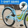 thumbnail image 6 of Dextrus 24 Inch Beach Cruiser Bike - 7 Speed Commute Bicycle for Adults, Steel Frame Step-Through Design with Full Front & Rear Fenders, Light Blue, 6 of 9