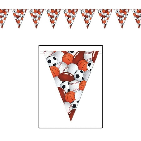 Beistle 10" x 12' Sports Pennant Banner; 4/Pack 55024