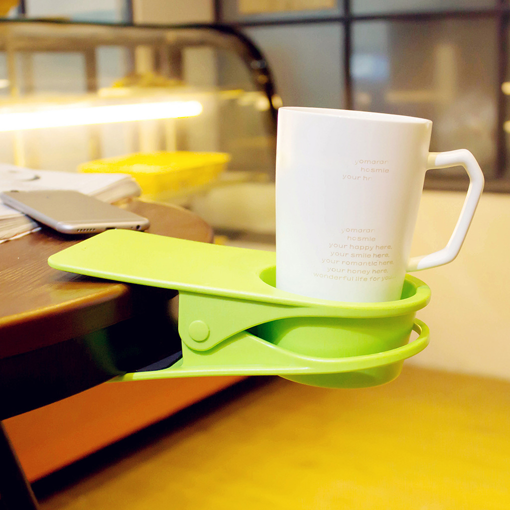Green METANIC Desk Side Bottle Cup Stand Holder Clip Table Edge Cup Holder Clip Cup Hole Diameter 3.3 inch// 8.3cm Table Edge Plant Stand Holder Home Office Desk Table Edge Coffee Cup Rack Holder
