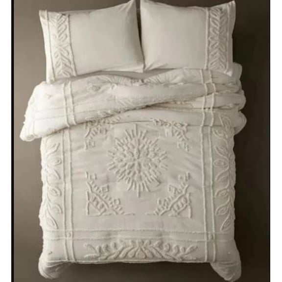 DecorAvenue Cotton Duvet Cover Boho Bedding Set Comforter Quilt Cover Hand Tufted Duvet Cover 3 Piece Zip Closure Adult Over Size