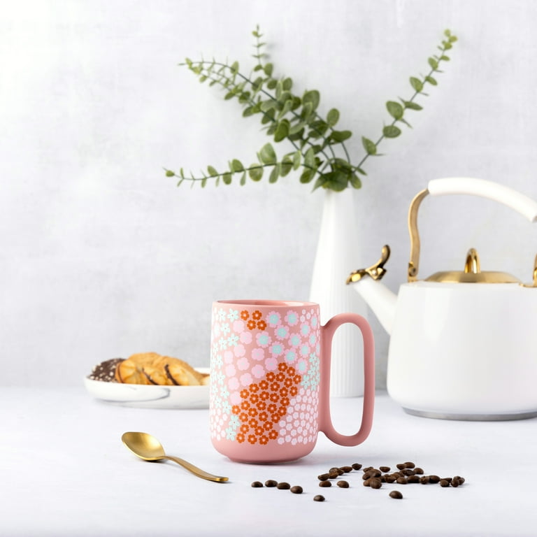 Thyme & Table Pink Flowers Soft Touch Mug 19.6 fl oz Stoneware