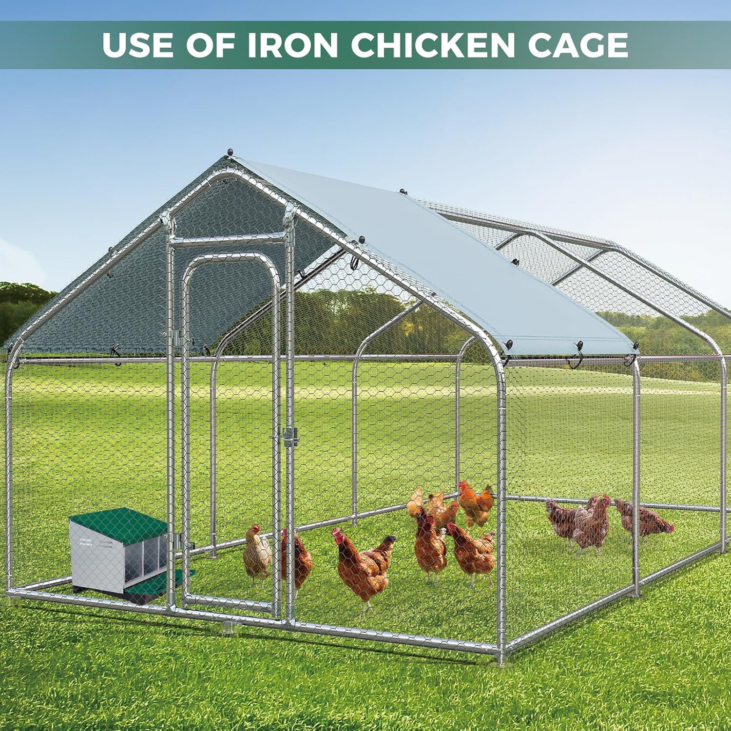 Sunvasagoo Zinc Alloy Chicken Nesting Box, 3/4 Hole Roll Away Egg Laying Box w/ Removable Tray, Wall Mount or Freestanding