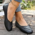 thumbnail image 4 of Lovskoo 2024 Women's Ballerina Flats Round Toe Black Rectangular Toe Shallow Mouthed Flat Shoes Leggings Beans Shoes Single Leather Shoes Work Shoes Black, 4 of 7