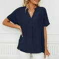 thumbnail image 3 of Birdeem Mode Femme Manches Courtes Col Rond Rétro Pâques Couleur Unie Haut Ample Blouse Manches, 3 of 8