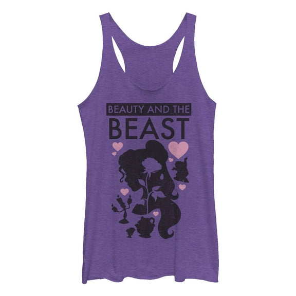 Women's Beauty and the Beast Symbols  Racerback Tank Top Purple Heather 2X Large