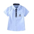 thumbnail image 2 of UACY Kids Boys Collared Short Sleeve Button Down Shirts Formal Dress Shirts School Uniform Blouse Casual Tops (Blue, 11-12 Years), 2 of 9