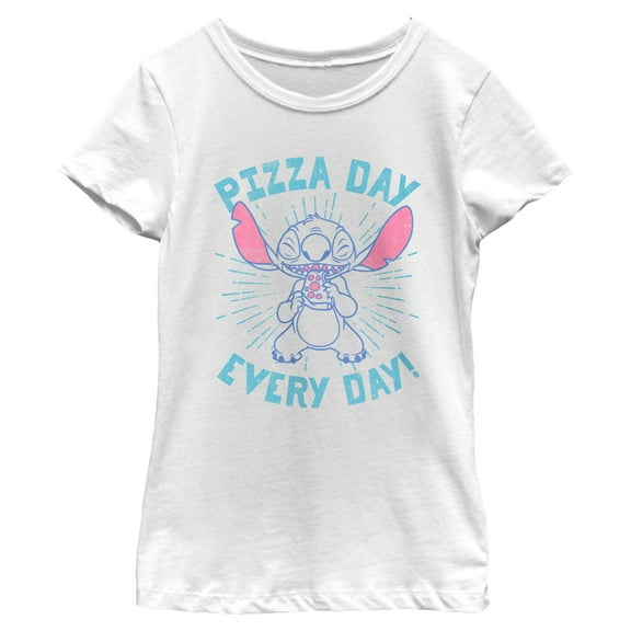 Girls Lilo & Stitch Pizza Day Every Day Stitch T Shirt