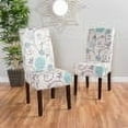 thumbnail image 2 of GDF Studio Thurber Contemporary Upholstered Dining Chairs, Set of 2, Light Beige and Blue Floral Fabric and Espresso, 2 of 7