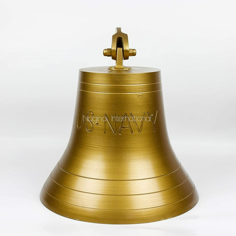 Nautical Antique Brass Aluminum Decorative Bell With U.S Navy Engraved, Nautical Maritime Boat Gifts
