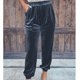 thumbnail image 2 of Pantalones con puños cónicos para mujer, bolsillos laterales, pierna recta de Color puro, pantalones informales con puños ceñidos y cintura elástica, 2 of 5