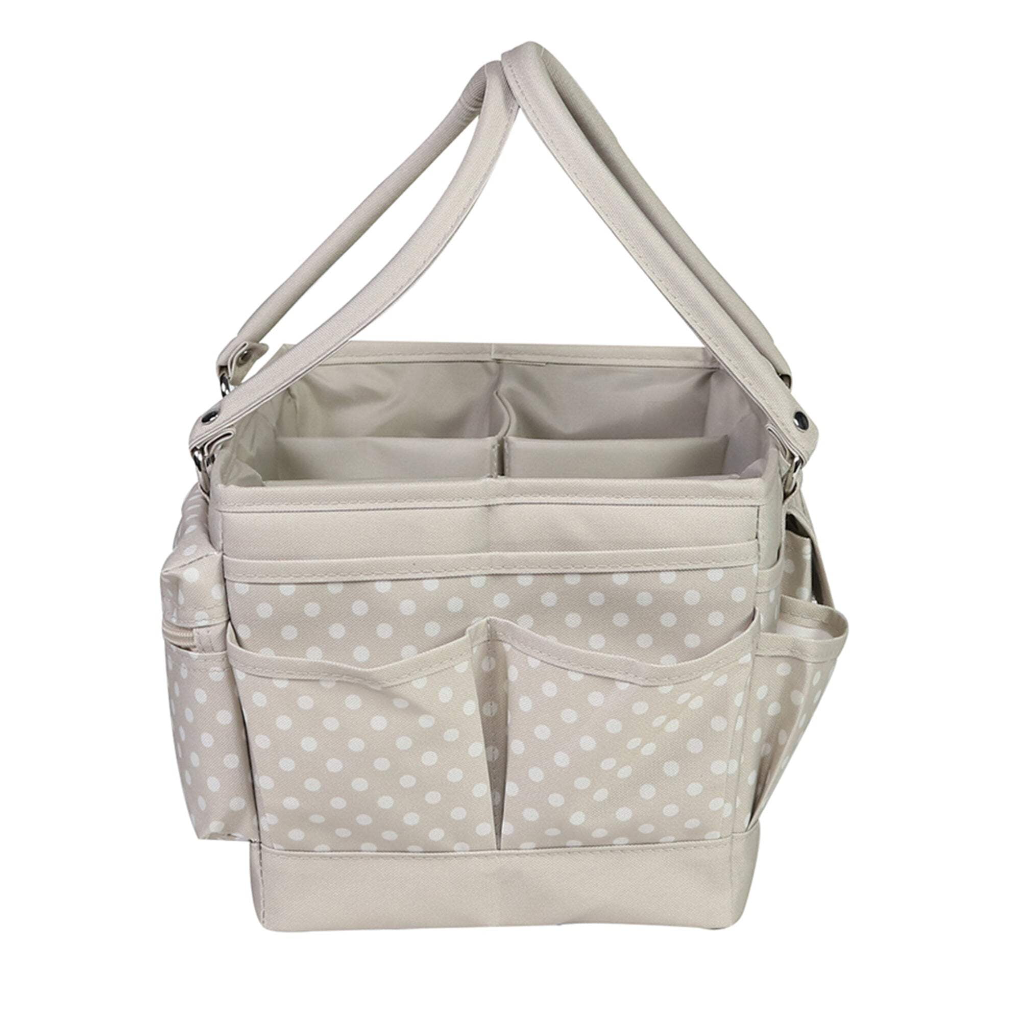 Deluxe Store  Tote Craft Organizer, Tan Dot