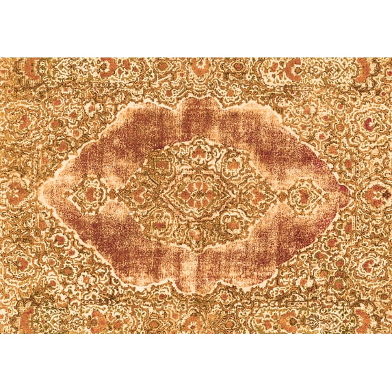 Ahgly Company Indoor Rectangle Abstract Orange Modern Area Rugs, 3' x 5'