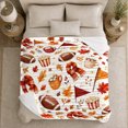 thumbnail image 5 of Autumn Football Popcorn, Playful Artistic Scene, Warm Flannel Blanket for Home Library and Reading Nook with Detailed Artwork, Art Lovers Thanksgiving Gift, Artistic Home Decor, 5 of 9