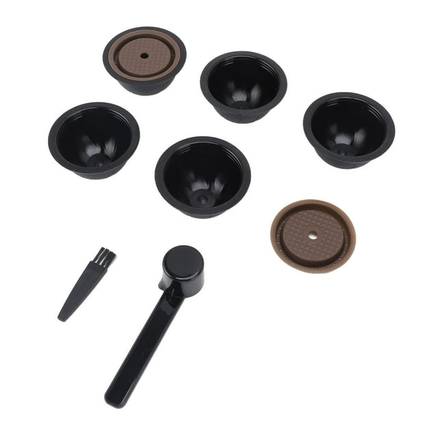 Trousse de Recharge Réutilisable pour Dosettes de Café avec 5 Pcs Dosettes Vides, 2 Pcs Disques en Silicone, Cuillère, Brosse pour Vertuoline