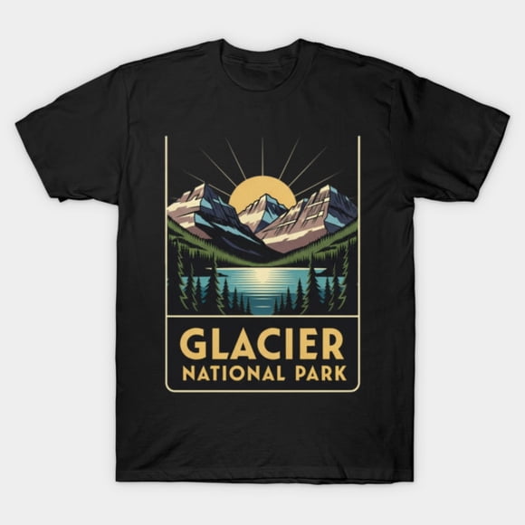 Glacier National Park Vintage Mountain Unisex T-shirt M10563, up to size 5XL