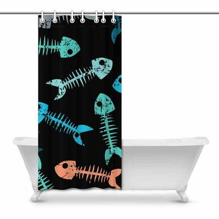 Pop Multi Colored With Skeletons Of Small Fish Shower Curtain
