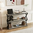 thumbnail image 3 of 47.2 Inch Rustic Console Table, Industrial Entryway Table with 3-Tier Shelves - Long Hallway Sofa Table, TV Stand & Media Center for Living Room, Light Gray, 3 of 8