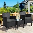 thumbnail image 5 of Beran7 3 Pieces Patio Porch Furniture Set, Outdoor PE Rattan Wicker Conversation Set with Soft Cushions, Glass Coffee Table & 2 Chairs for Garden/Deck/Courtyard/Poolside,Black/Gray, 5 of 5