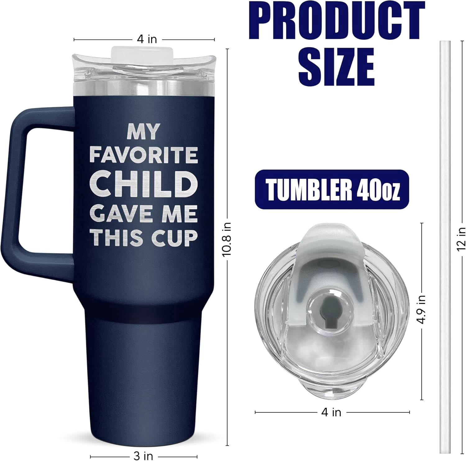 Father's Day Gifts for Dad - Insulated 40 oz Tumbler with Straw and Handle - Fathers Day Birthday Gifts for Dad from Daughter Son, Mens Birthday Gift Ideas