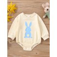 thumbnail image 2 of ZAXARRA Baby Boy Girl Romper Long Sleeve Round Neck Cartoon Easter Rabbit Print Casual Spring Fall Baby Romper, 2 of 9