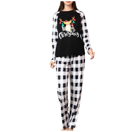 

DNDKILG Matching Christmas Pajamas for Family and Couples Xmas Clothes Soft Outfit Sleepwear Women L
