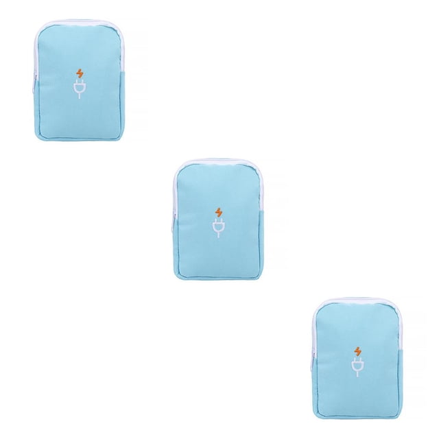 Guardoinrt Charging Cable Sundries Storage Bags Outdoor Traveling Organizer Protective for Zipper Pouches Smartphone Accessory Lake Blue 3Set