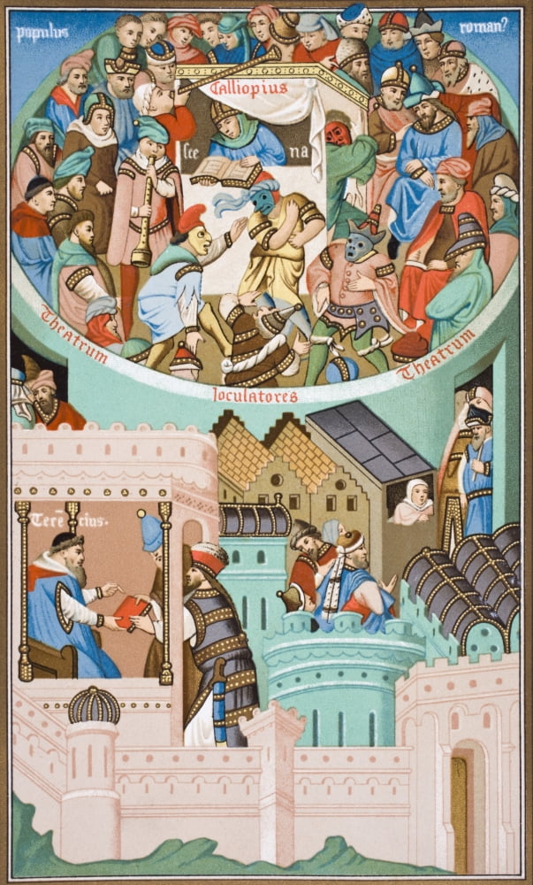 The Ancient Theatre After A Miniature From The 15Th Century Terence Of Charles Vi From Science And Literature In The Middle Ages By Paul Lacroix Published London 1878 Canvas Art - Ken Welsh Design Pi