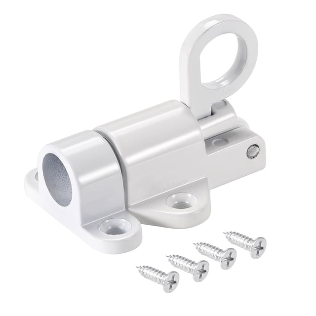 Unique Bargains Door Bolt Latch, Aluminum Alloy Security Automatic Window Gate Spring Bounce Lock White 1pcs