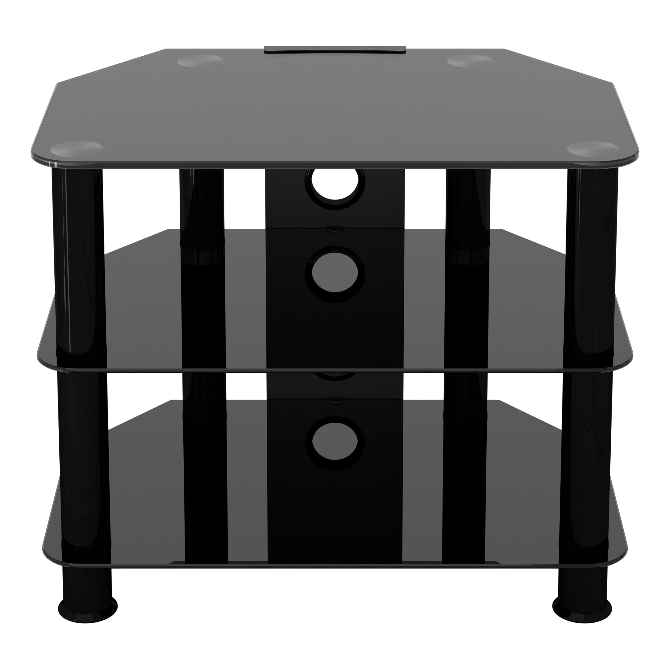 SDC600CMBBA TV Stand with Cable Management for up to 32" TVs, Black Glass and Black Legs