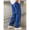 thumbnail image 3 of FEOYA Men's Parachute Sweatpants Y2k Baggy Track Pants Straight Vintage Hip Hop Side Stripes Pant Wide Leg Loose Sport Skateboard Trousers with Drawstring S Blue, 3 of 7