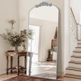 thumbnail image 2 of Antok 64"x21" Vintage Arched Full-Length Mirror with Carved Metal Frame, Baroque-Style Floor Mirror for Living Room, Bedroom, Entryway or Hallway Decor, Sliver, 2 of 7